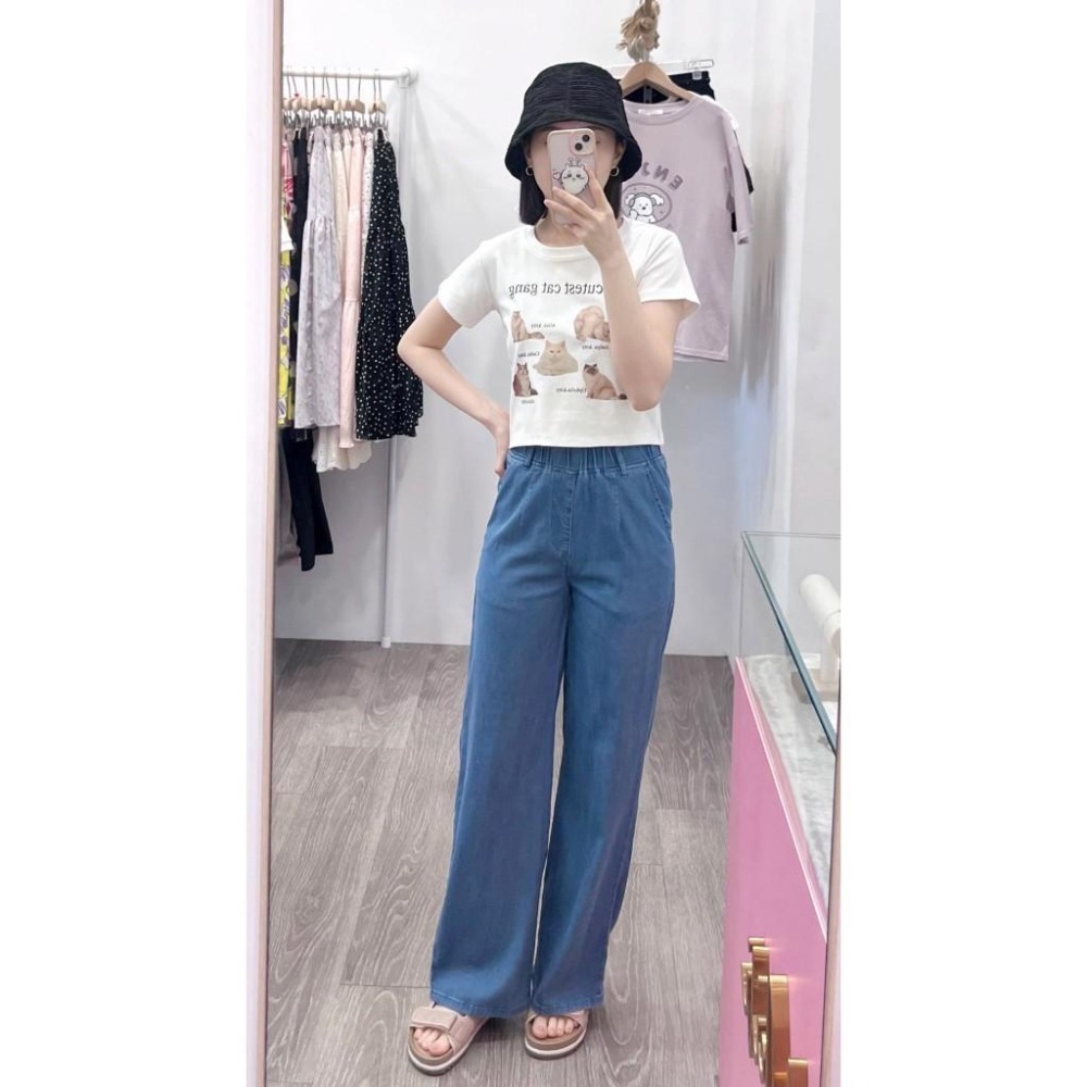 (D240)鬆緊天絲牛仔寬褲S-XL-細節圖3