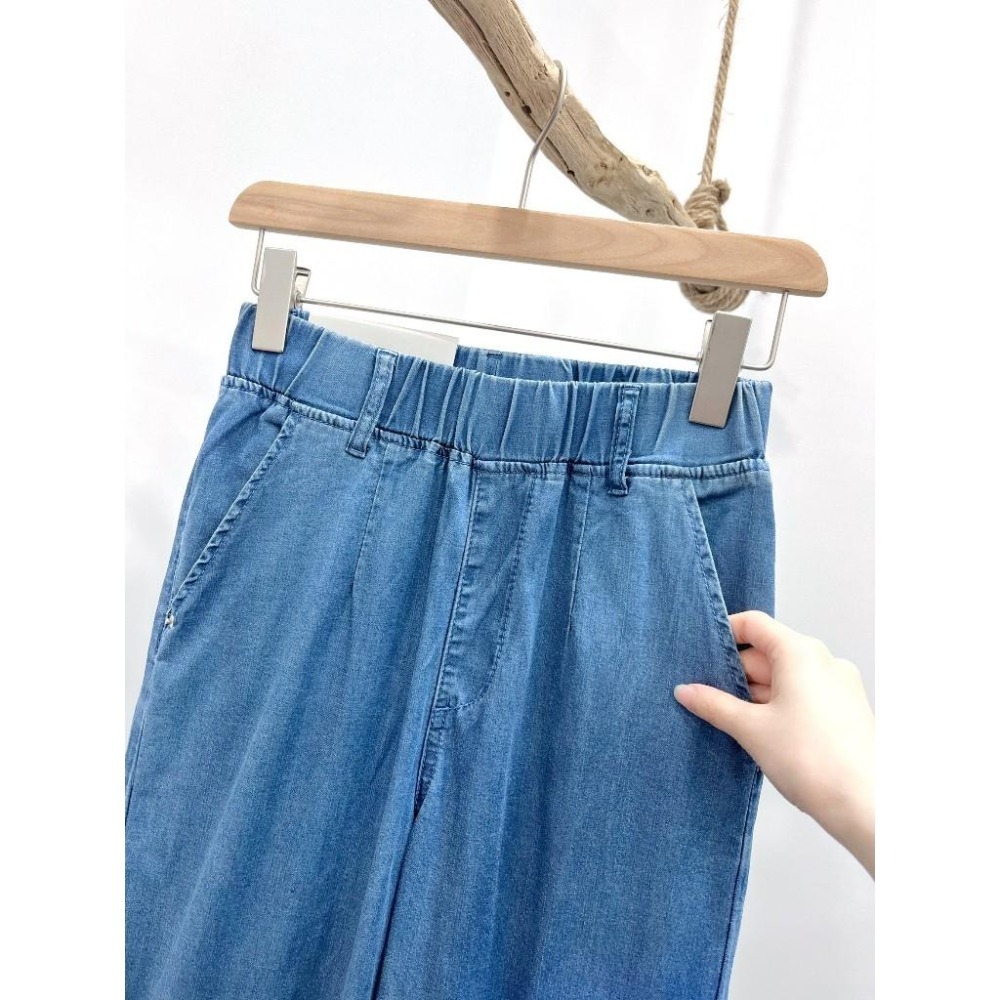 (D240)鬆緊天絲牛仔寬褲S-XL-細節圖5