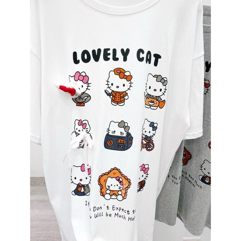 (A383)kitty圖案短袖上衣-3色-細節圖2