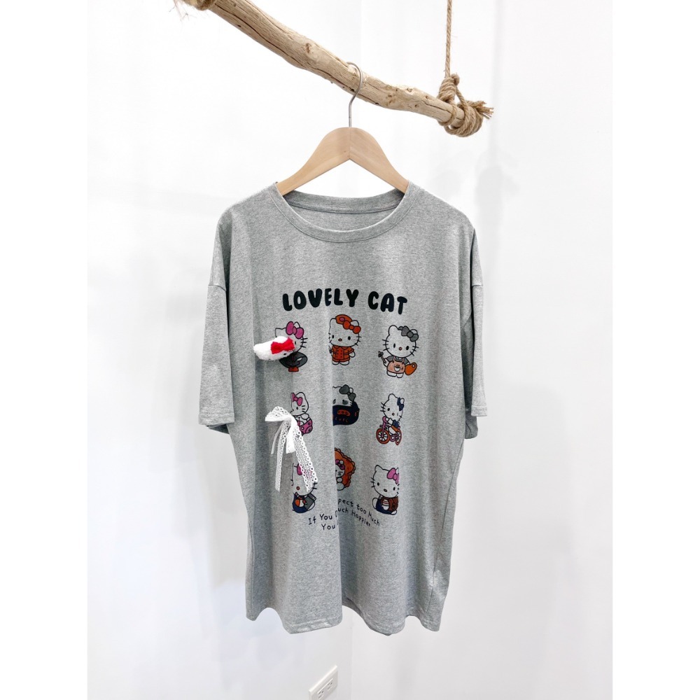 (A383)kitty圖案短袖上衣-3色-規格圖3