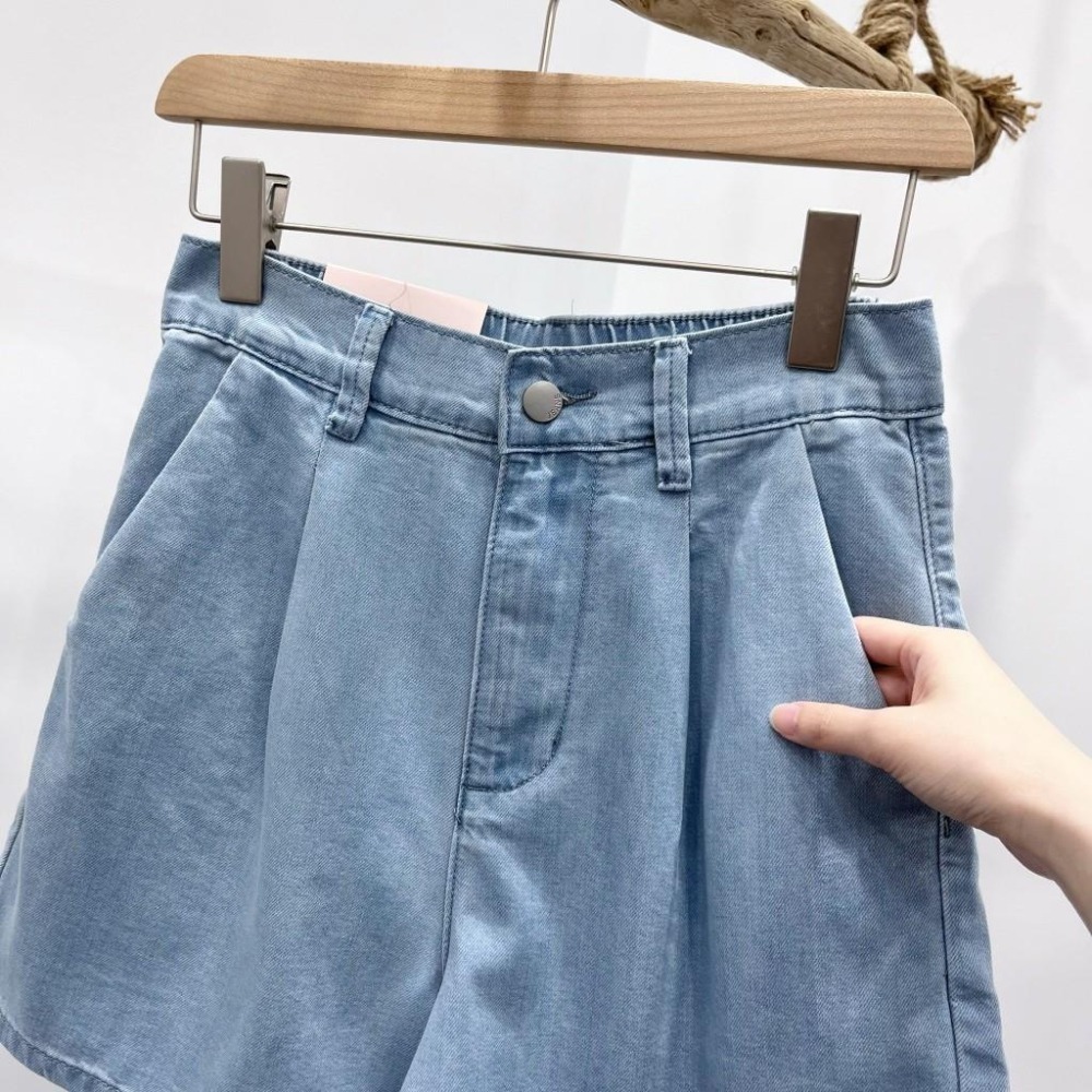 (D238)前打折牛仔短褲S-XL 後鬆緊 ‼️版偏大 可拿小一碼‼️-細節圖3