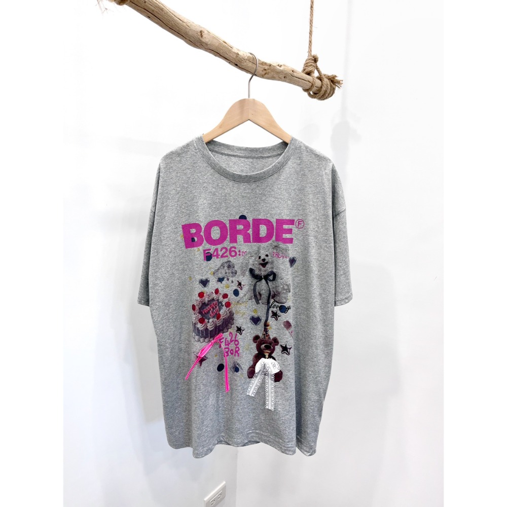 (A384)蝴蝶結狗狗圖案短袖上衣-3色-規格圖3