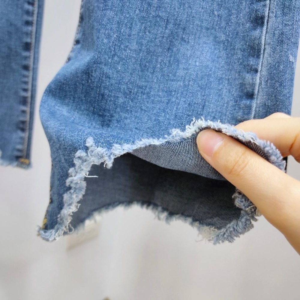 (D161)不規則下擺牛仔喇叭褲S-2L 【現貨XL】-細節圖7