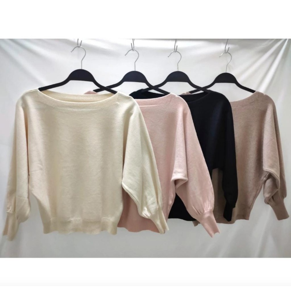 (A45)一字領連袖針織上衣-4色-細節圖7