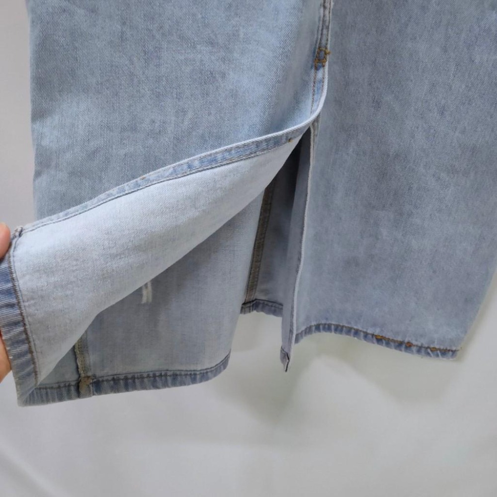 (F7)淺藍色牛仔微刷破吊帶裙S-L 【現貨L】-細節圖7