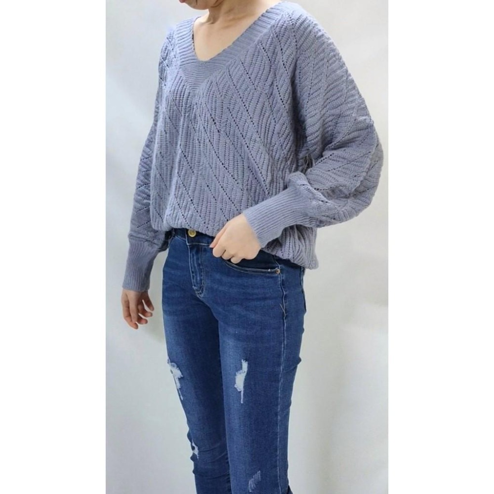 (A61)正韓 v領澎澎袖針織上衣-3色-細節圖4