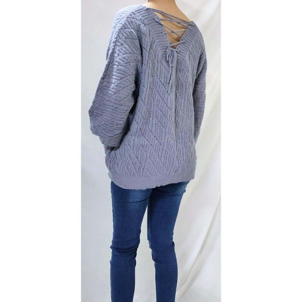 (A61)正韓 v領澎澎袖針織上衣-3色-細節圖5