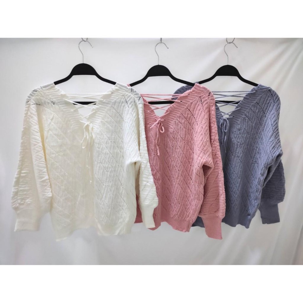 (A61)正韓 v領澎澎袖針織上衣-3色-細節圖9