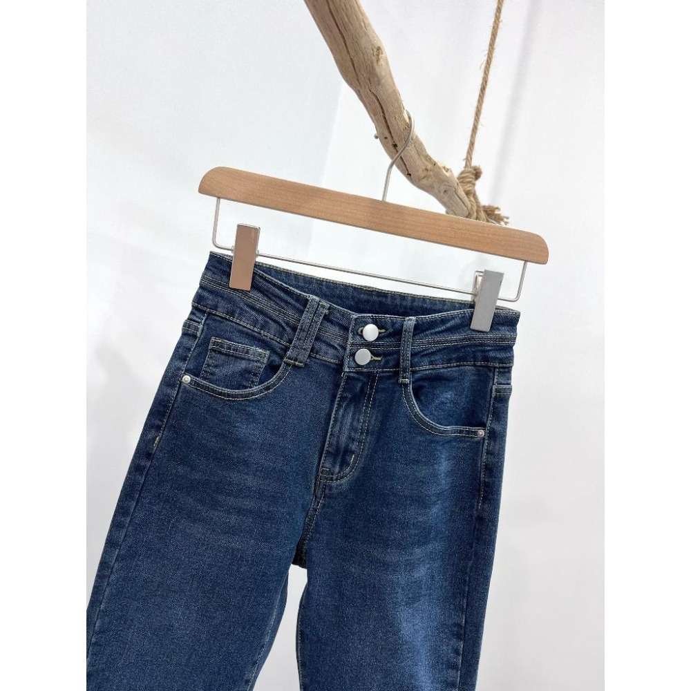 (D235)雙釦內磨毛牛仔長褲S-XL-細節圖3