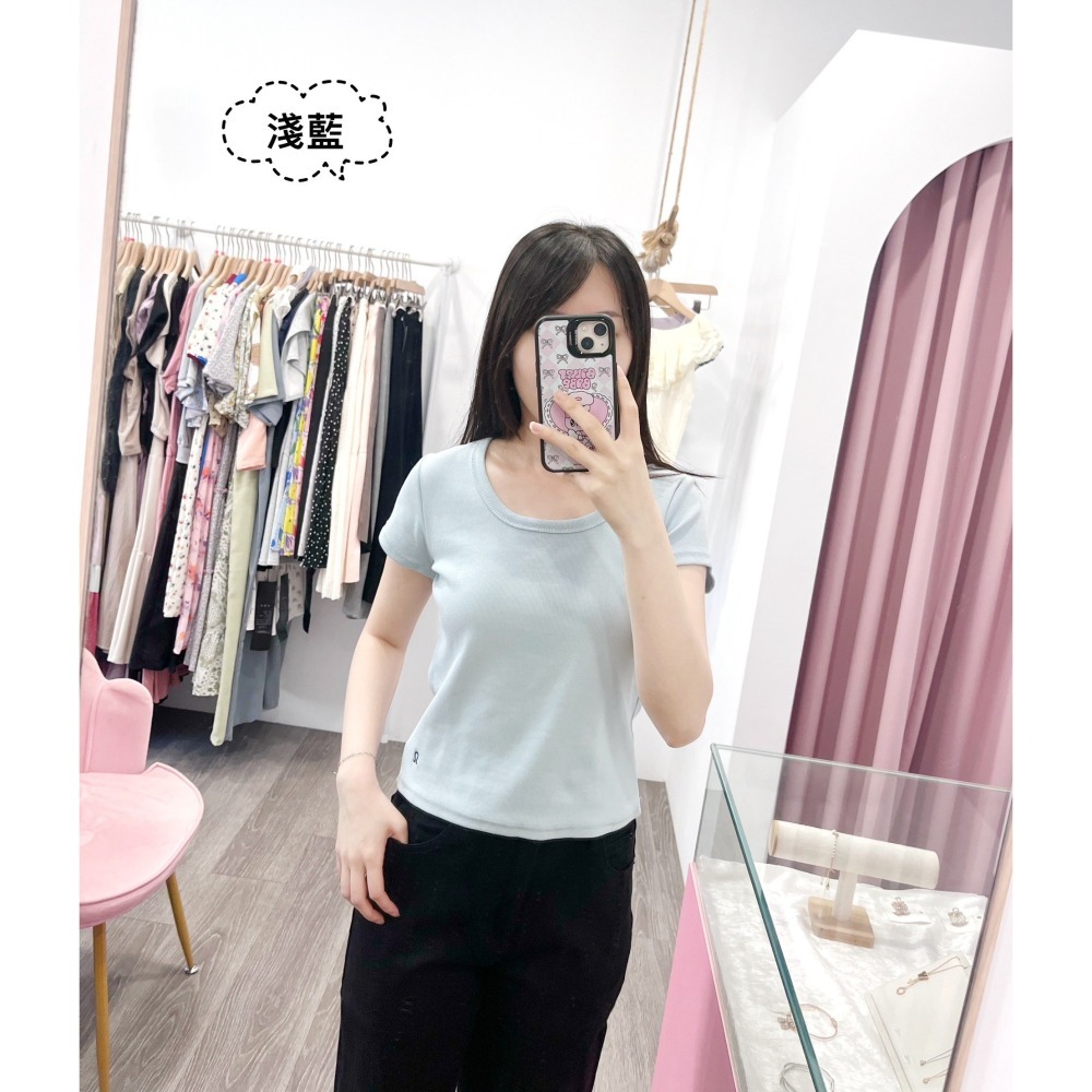 (A394)符號刺鏽螺紋棉短袖上衣-4色-細節圖3