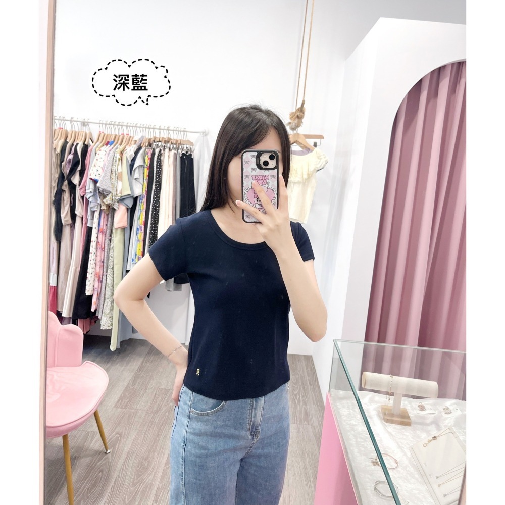 (A394)符號刺鏽螺紋棉短袖上衣-4色-細節圖4