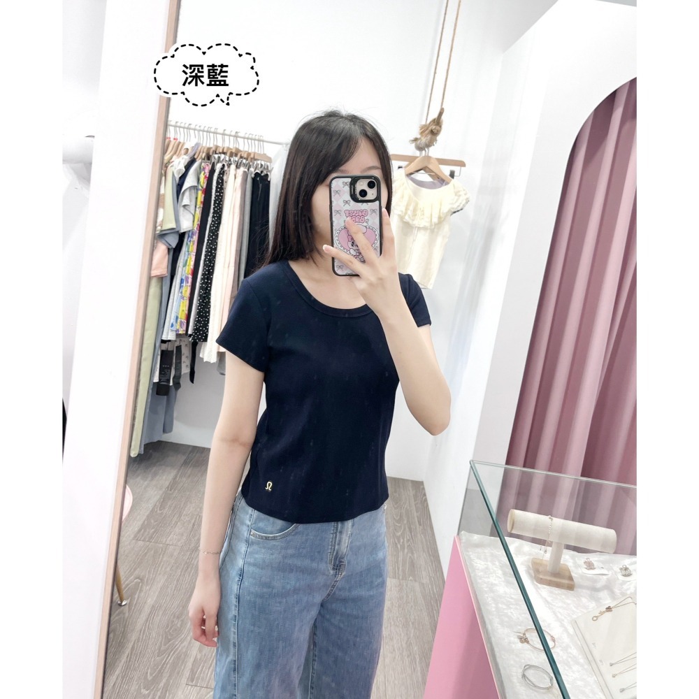 (A394)符號刺鏽螺紋棉短袖上衣-4色-細節圖5