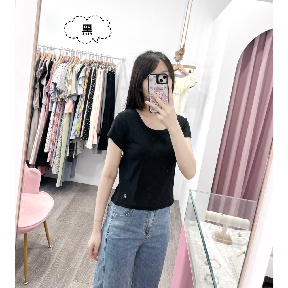 (A394)符號刺鏽螺紋棉短袖上衣-4色-細節圖7