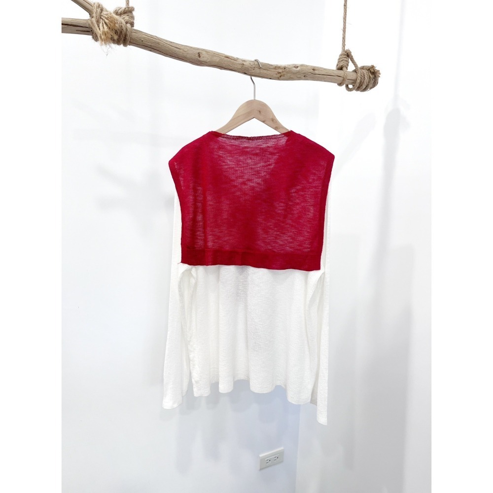 (A396)v領英字披肩長袖薄針織上衣-4色-細節圖5