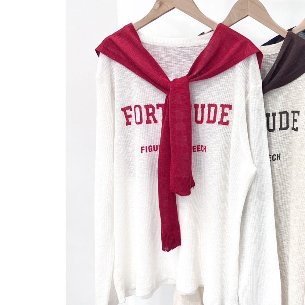 (A396)v領英字披肩長袖薄針織上衣-4色-規格圖5