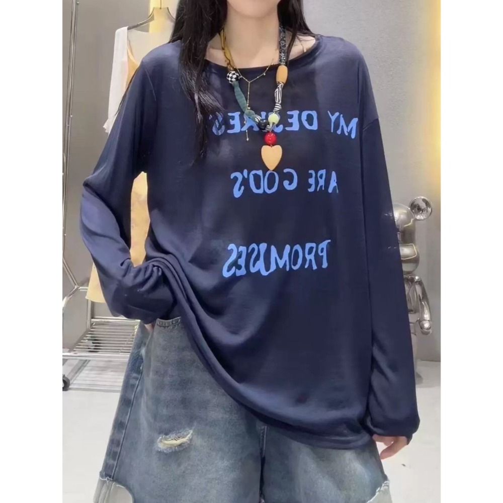 (A397)英字斜肩長袖上衣-3色-細節圖4