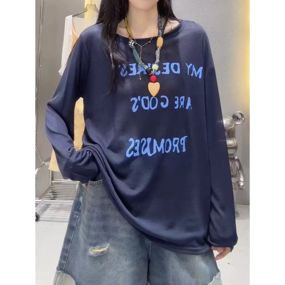 (A397)英字斜肩長袖上衣-3色-規格圖10