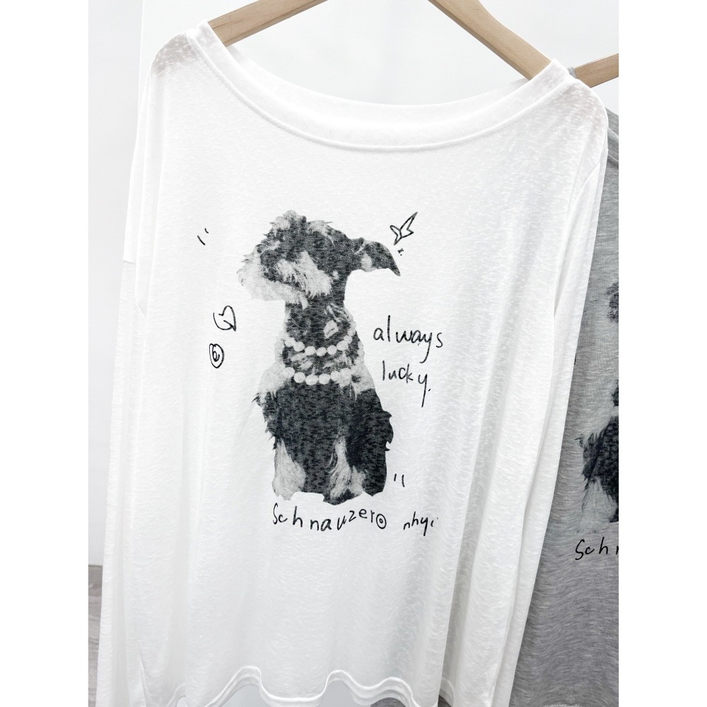 (A398)狗狗圖案寬鬆長袖上衣-2色-細節圖4