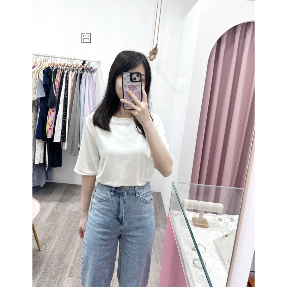 (A399)五分袖素面上衣-10色-細節圖4