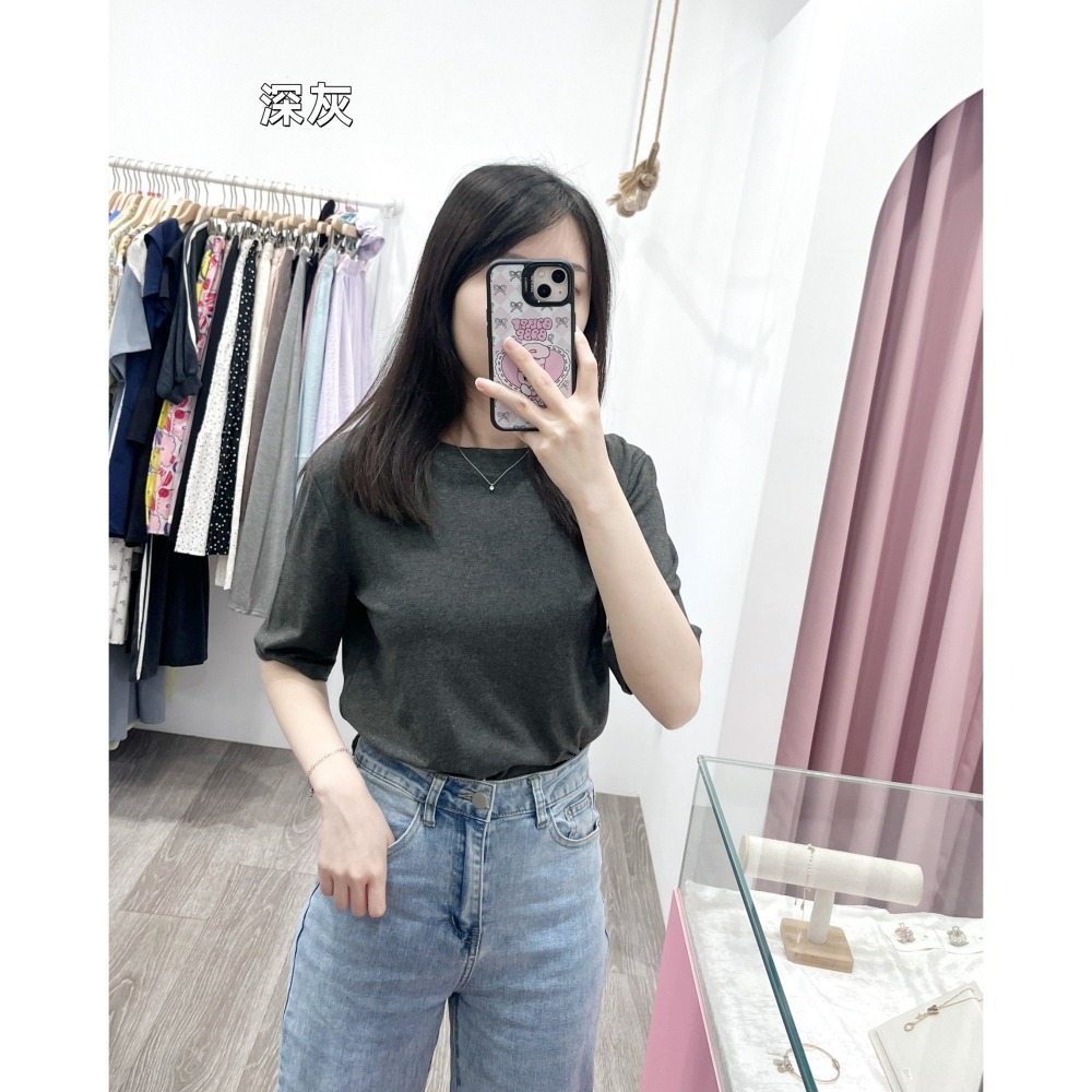 (A399)五分袖素面上衣-10色-細節圖11