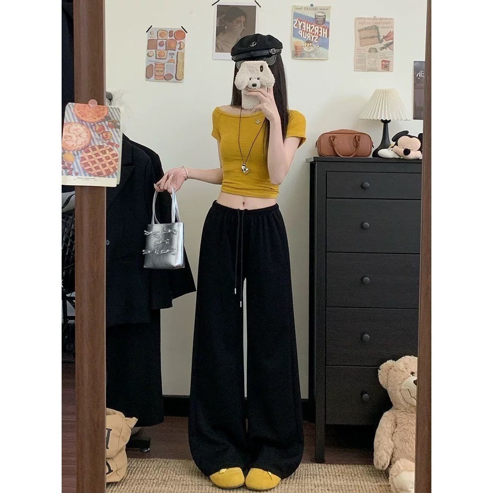 (D251)鬆緊抽繩休閒直筒寬褲-4色(M.L)  ✅適合小個子-細節圖8