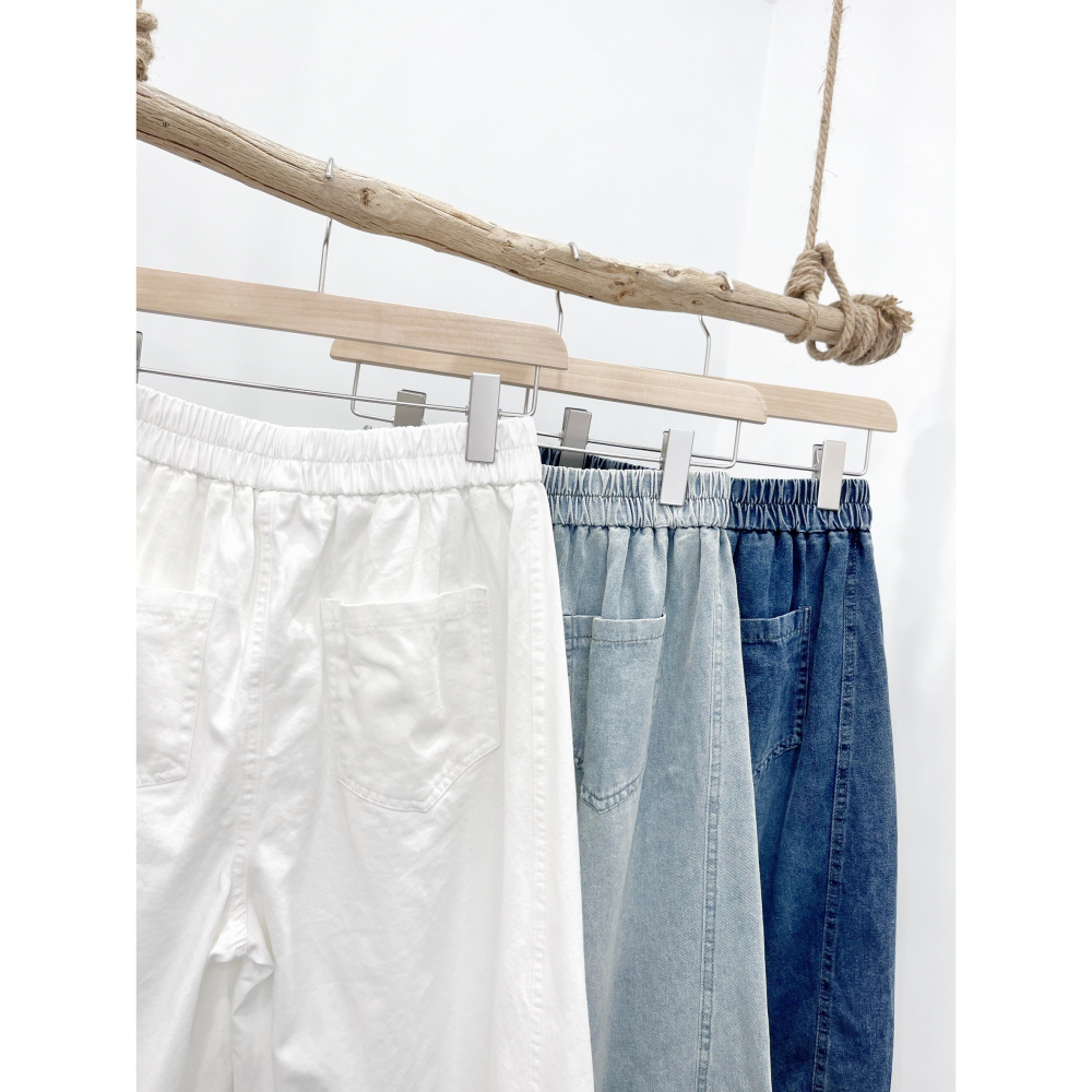 (D252)鬆緊牛仔軟料五分褲-3色-細節圖6