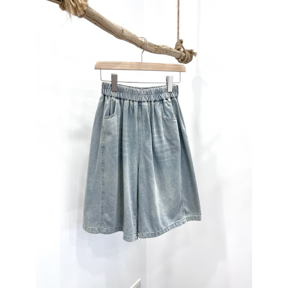 (D252)鬆緊牛仔軟料五分褲-3色-規格圖6