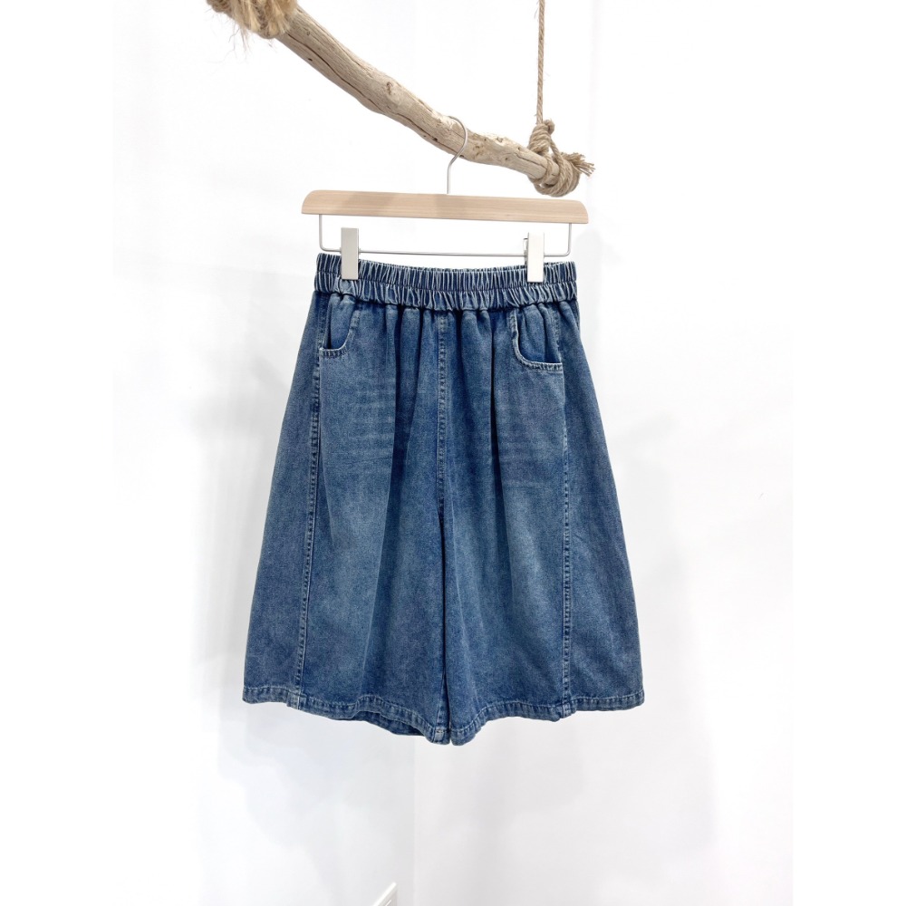 (D252)鬆緊牛仔軟料五分褲-3色-規格圖6