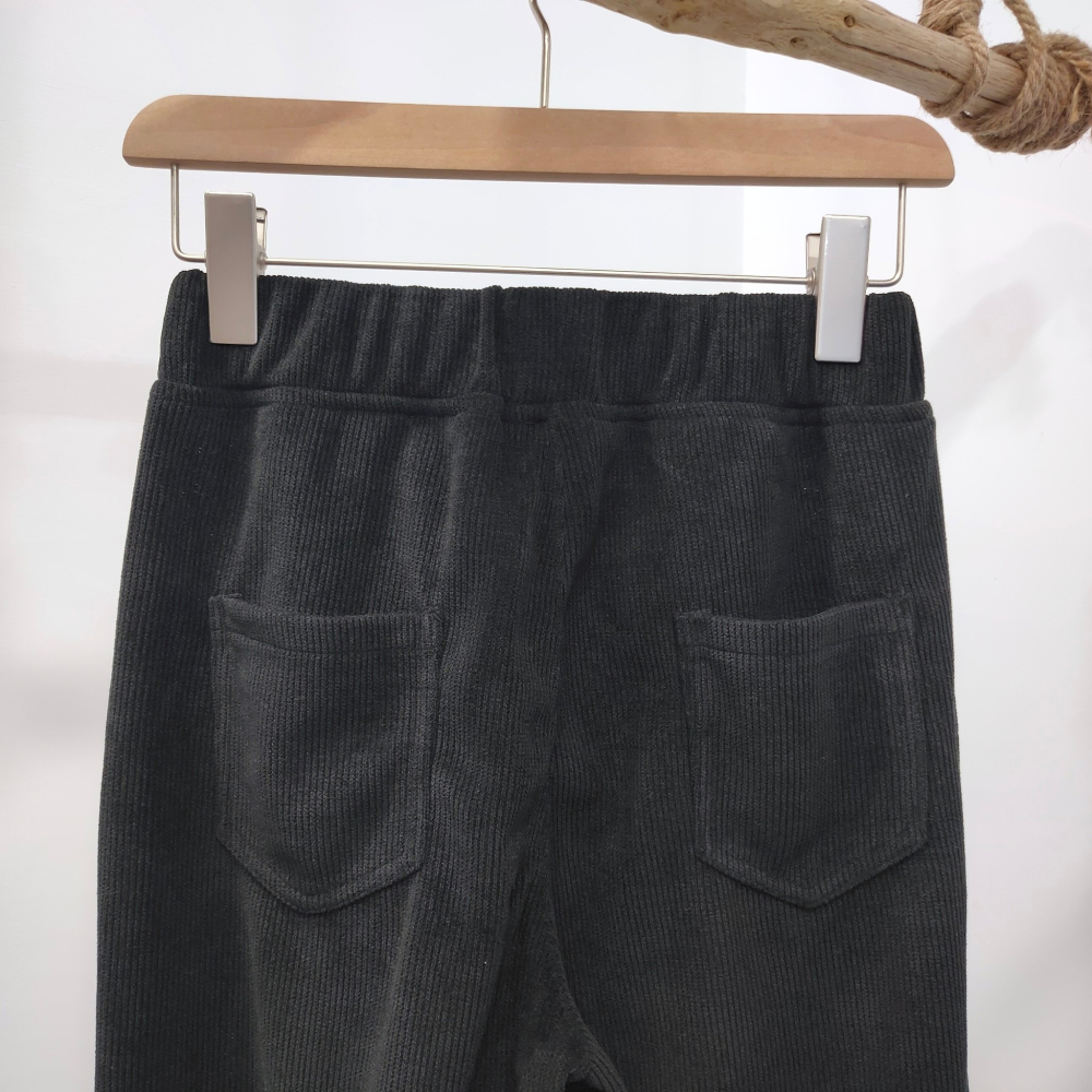 (D172)黑色鬆緊絨布寬褲M-L 燈芯絨-細節圖6