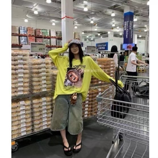 (A400)Labubu印花圖案薄長袖上衣-2色-細節圖3