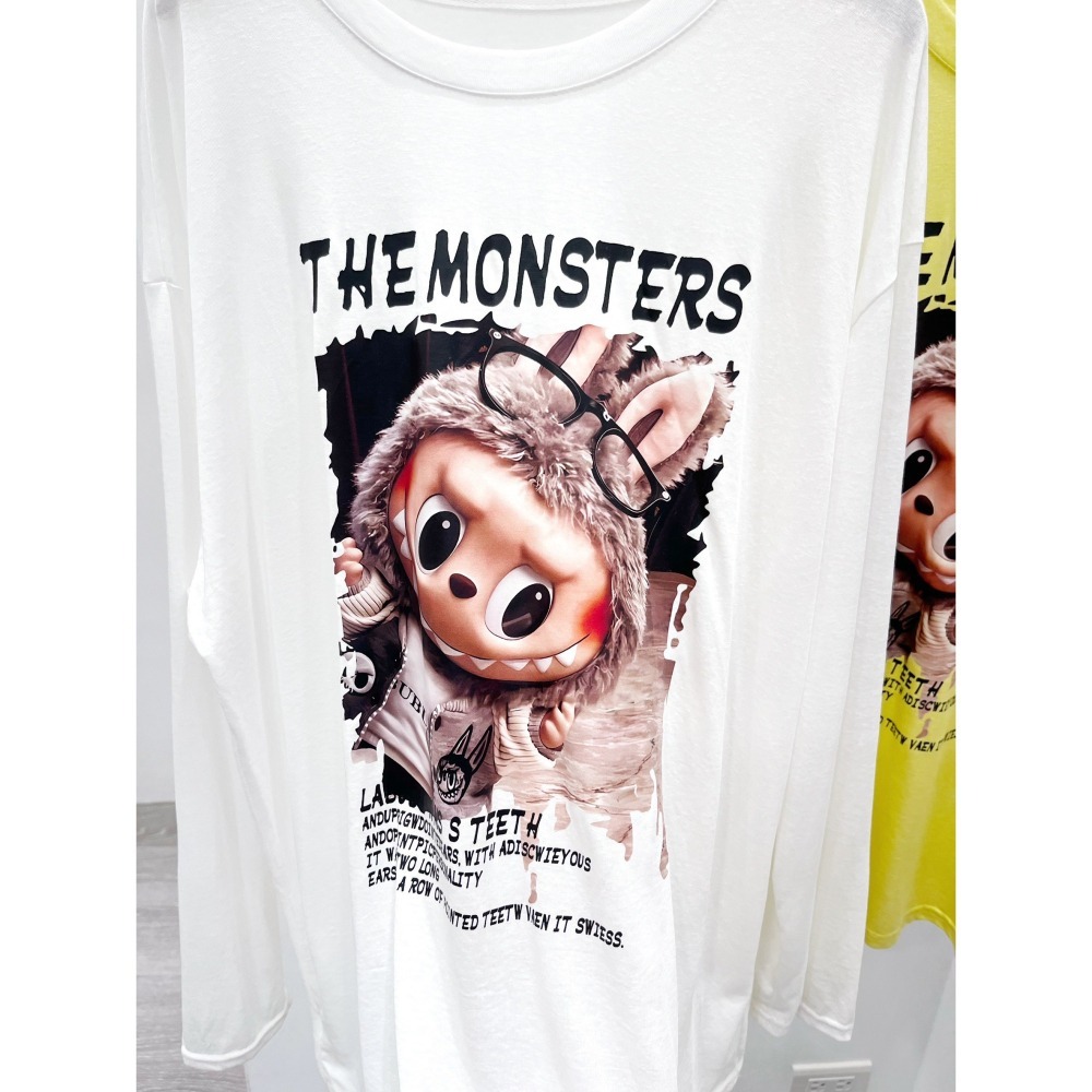 (A400)Labubu印花圖案薄長袖上衣-2色-細節圖5