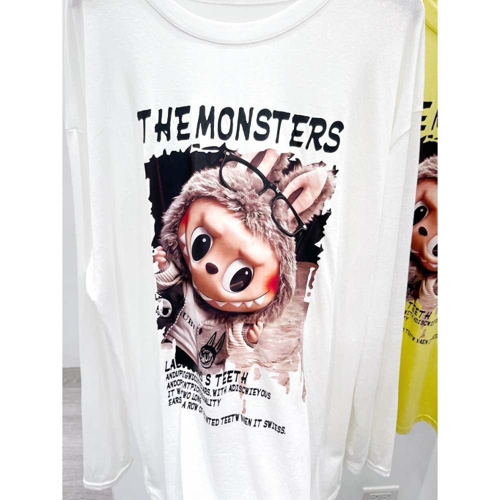 (A400)Labubu印花圖案薄長袖上衣-2色-規格圖7