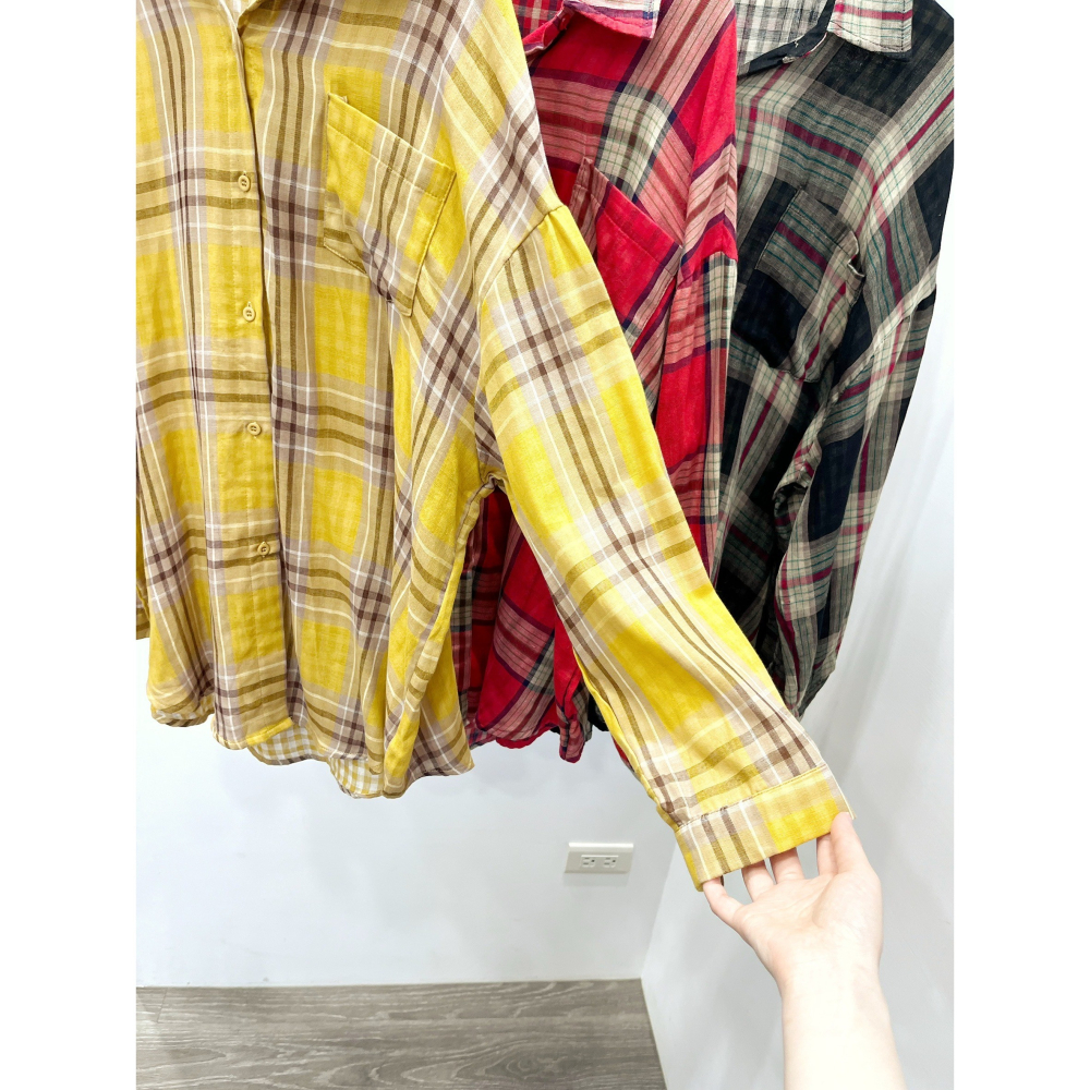 (G51)復古格紋長袖襯衫外套-3色-細節圖4