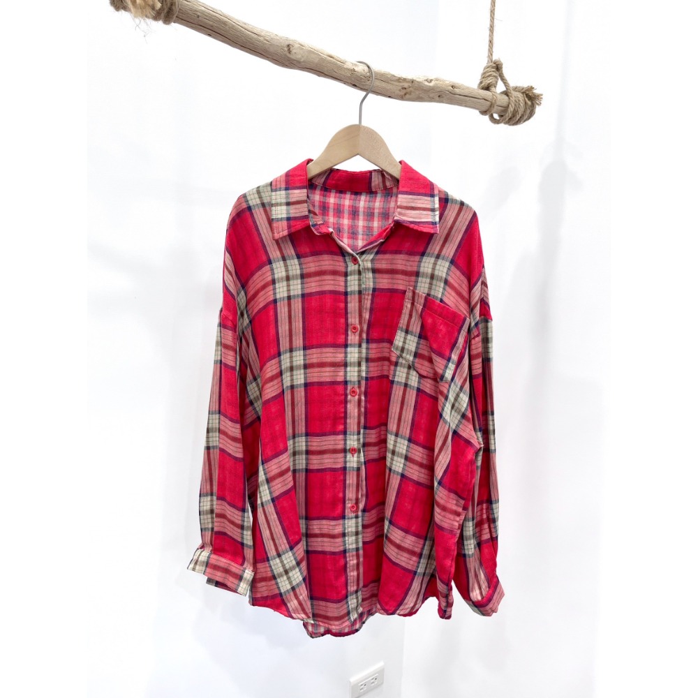 (G51)復古格紋長袖襯衫外套-3色-規格圖6