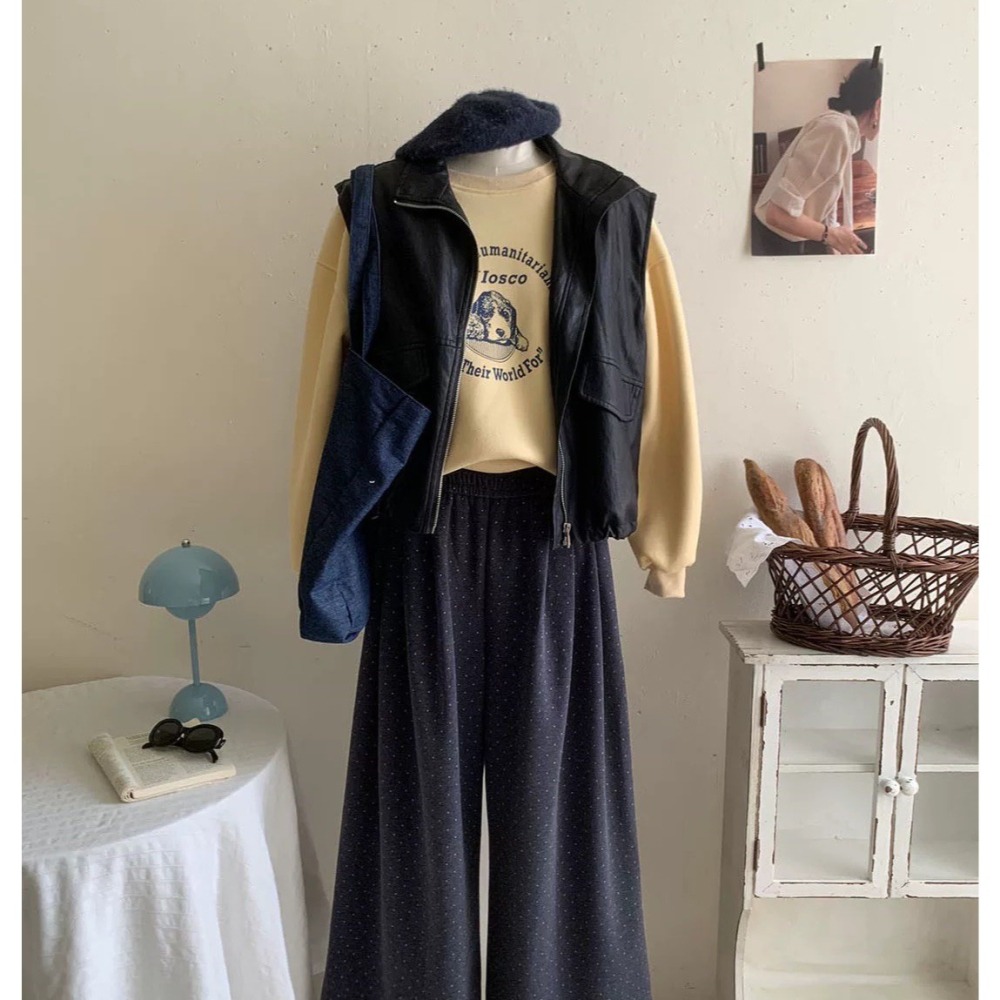 (A402)狗狗印花圖案內刷絨長袖大學t-3色-細節圖3