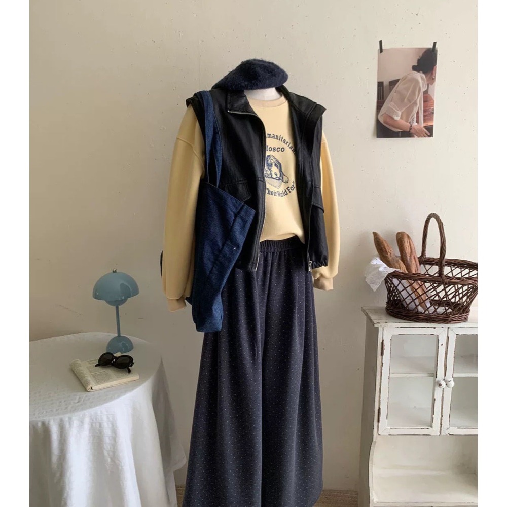 (A402)狗狗印花圖案內刷絨長袖大學t-3色-細節圖4