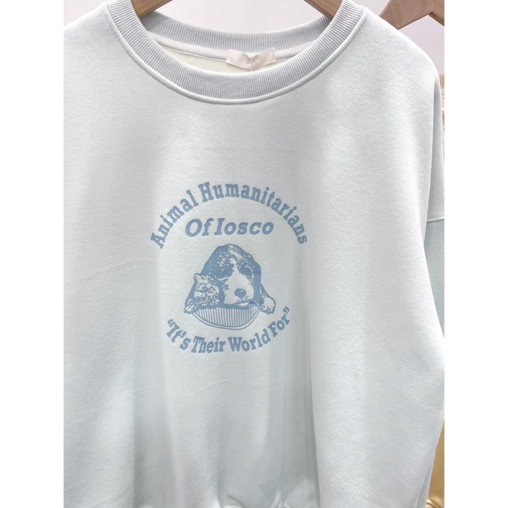 (A402)狗狗印花圖案內刷絨長袖大學t-3色-細節圖7