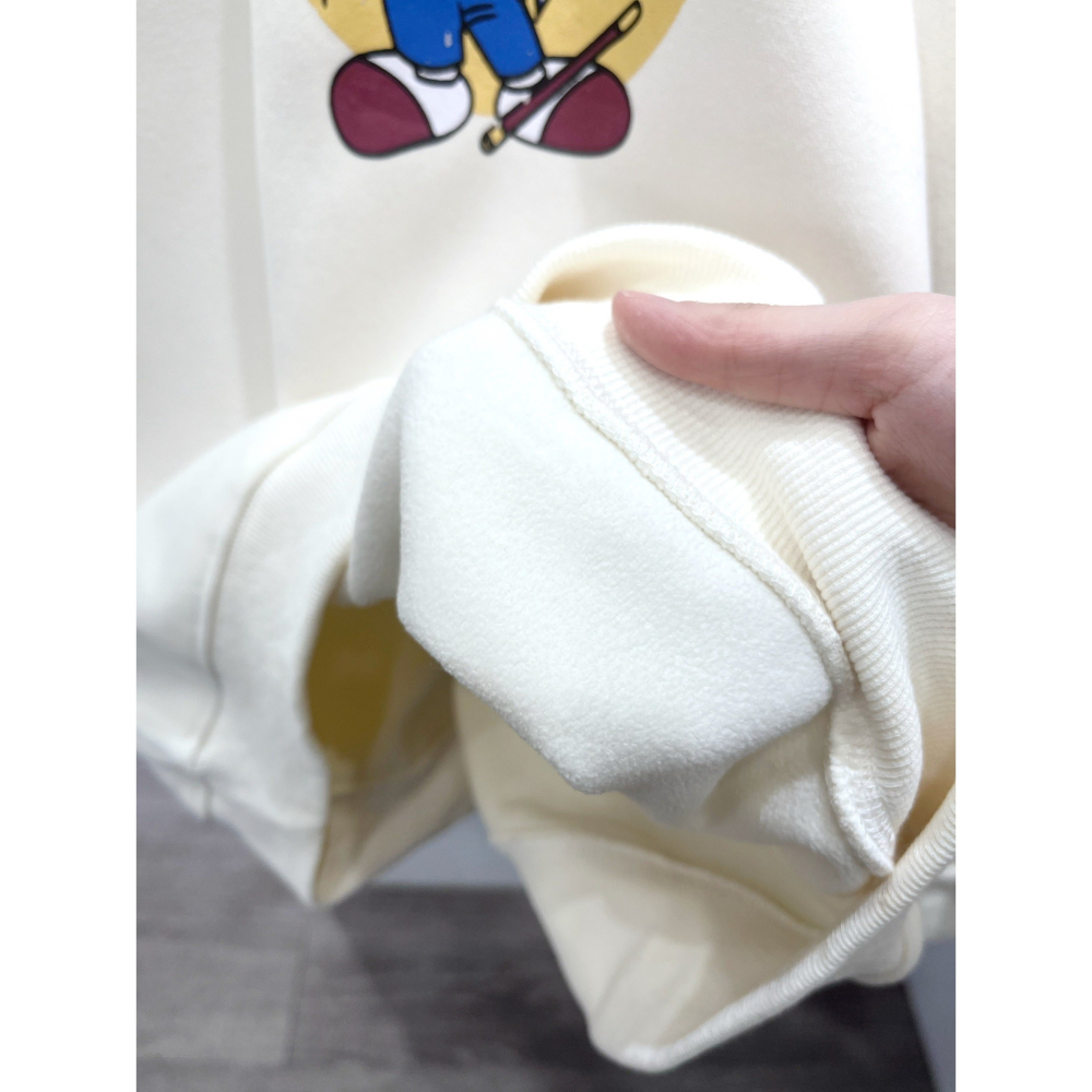 (A405)米奇印花圖案內刷絨長袖大學t-5色-細節圖3