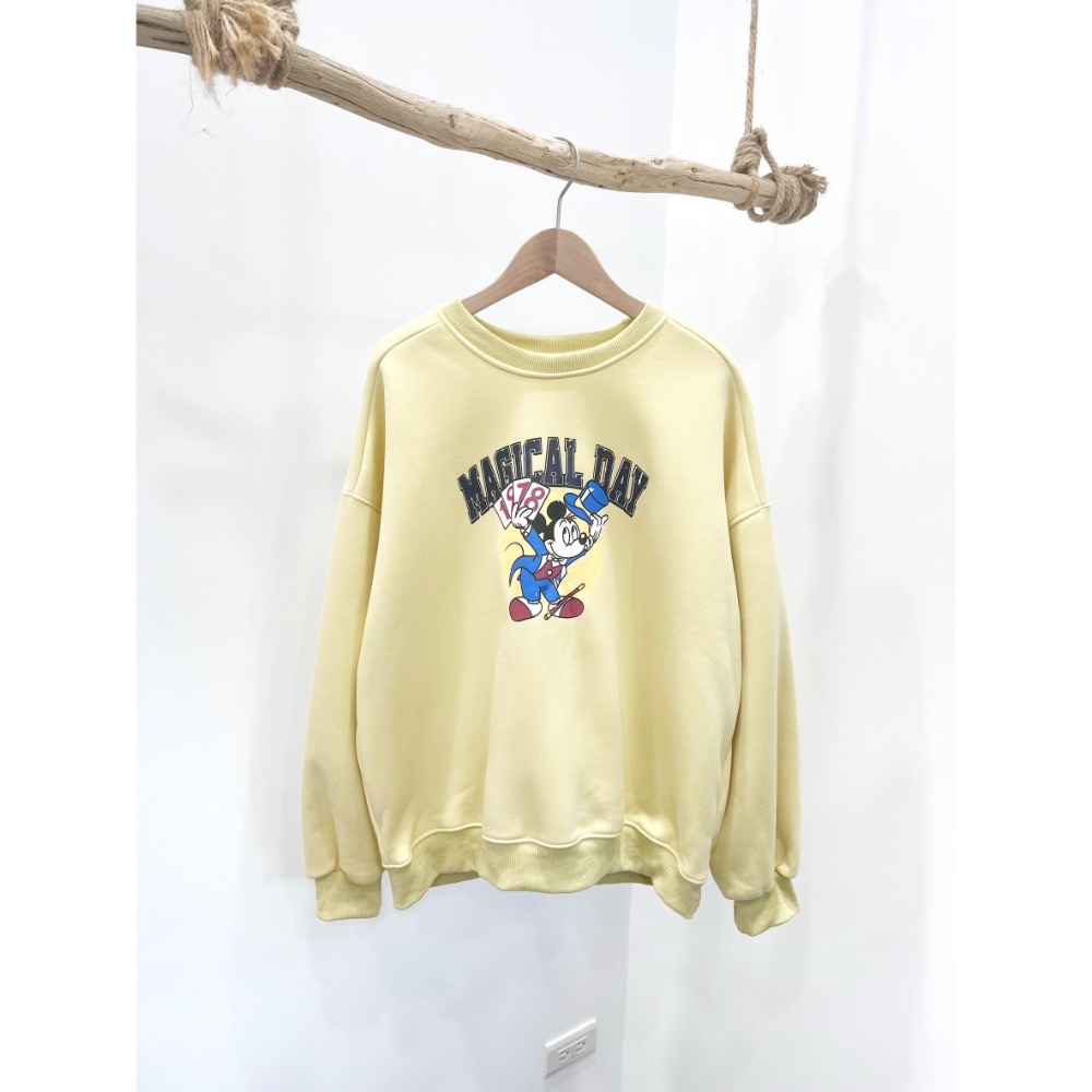 (A405)米奇印花圖案內刷絨長袖大學t-5色-規格圖6