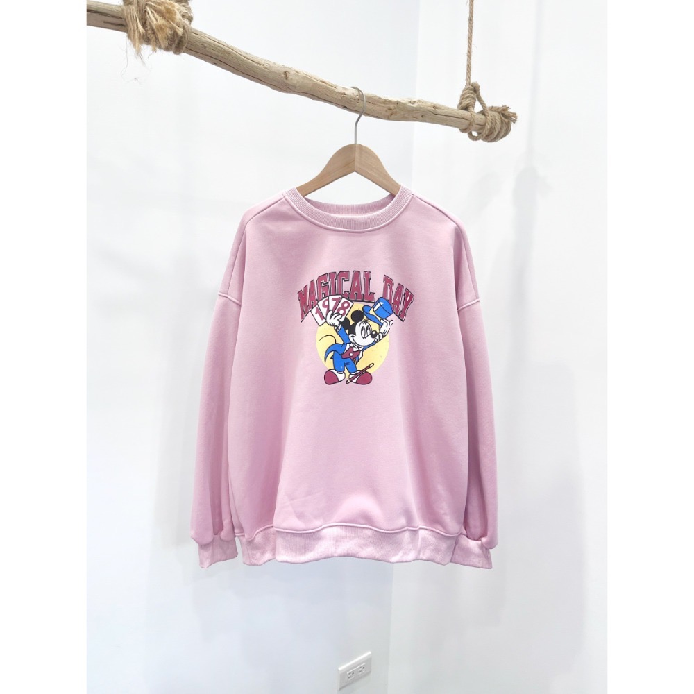 (A405)米奇印花圖案內刷絨長袖大學t-5色-規格圖6