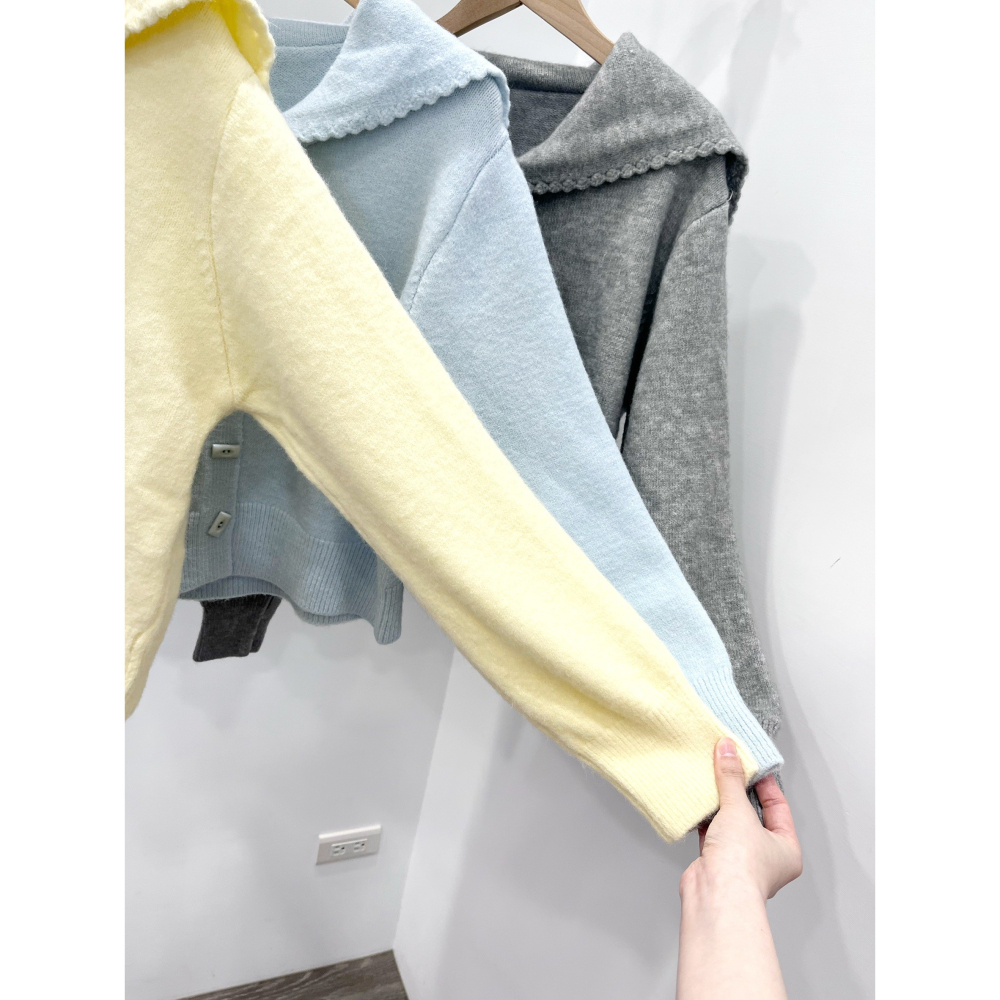 (A408)糖果釦海軍領針織上衣-3色-細節圖3