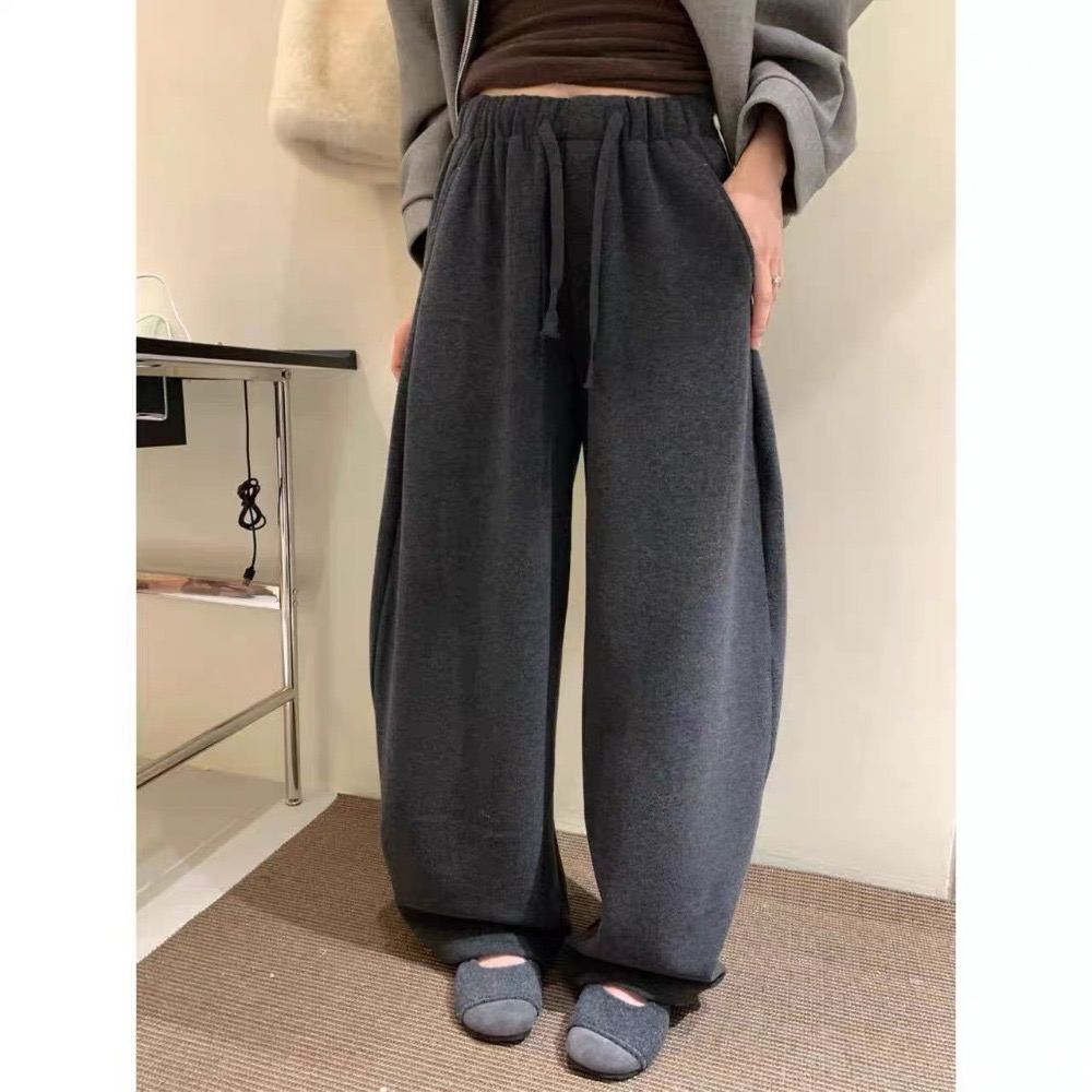 (D253)鬆緊抽繩內刷絨彎刀褲-2色-規格圖7