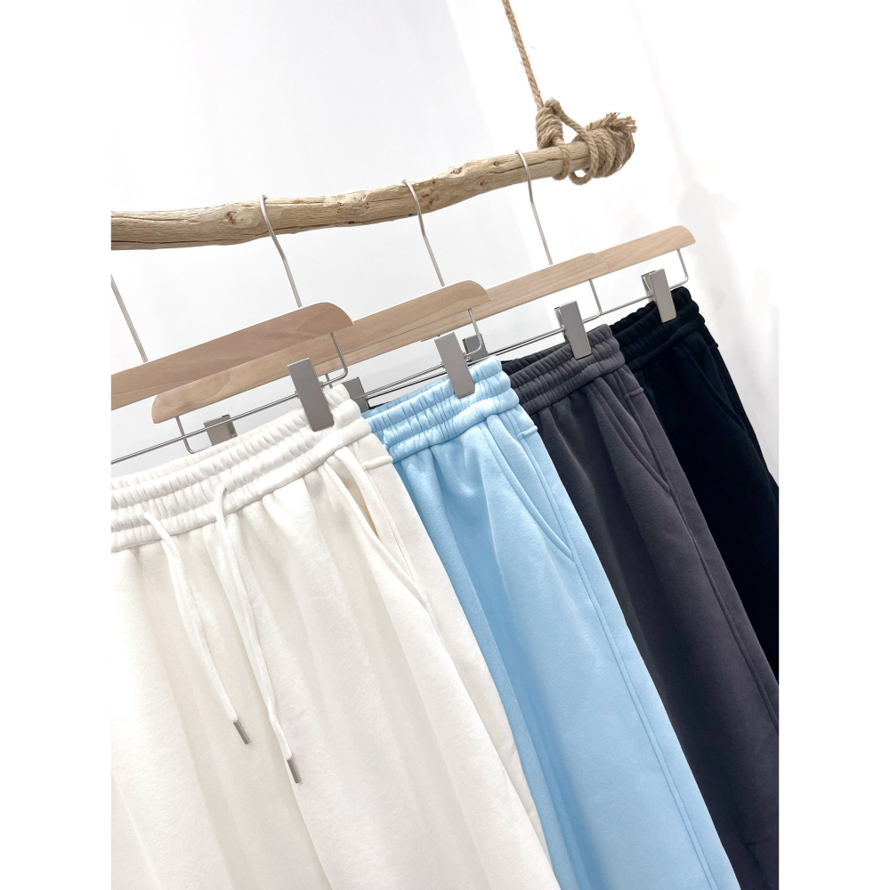 (D255)鬆緊綁帶內刷絨休閒長褲-4色-細節圖2