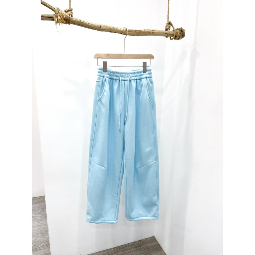 (D255)鬆緊綁帶內刷絨休閒長褲-4色-規格圖3