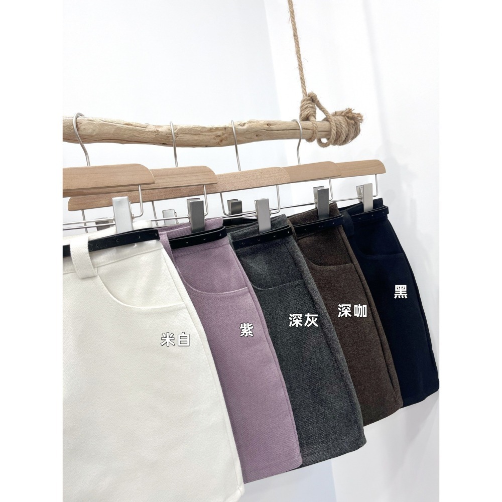 (E83)毛呢西裝短裙M/L-5色(附皮帶) 冬天短裙-細節圖6
