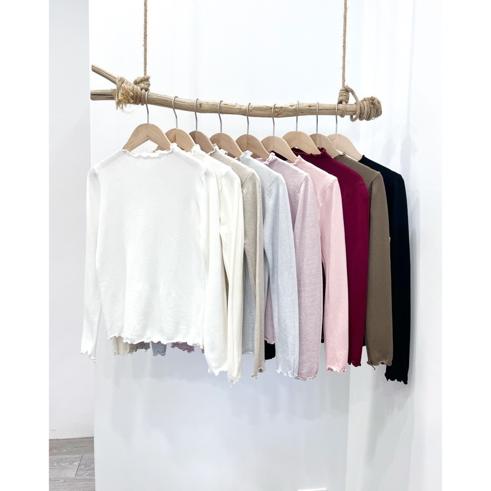 (A409)半高領木耳邊長袖針織上衣-9色-細節圖6