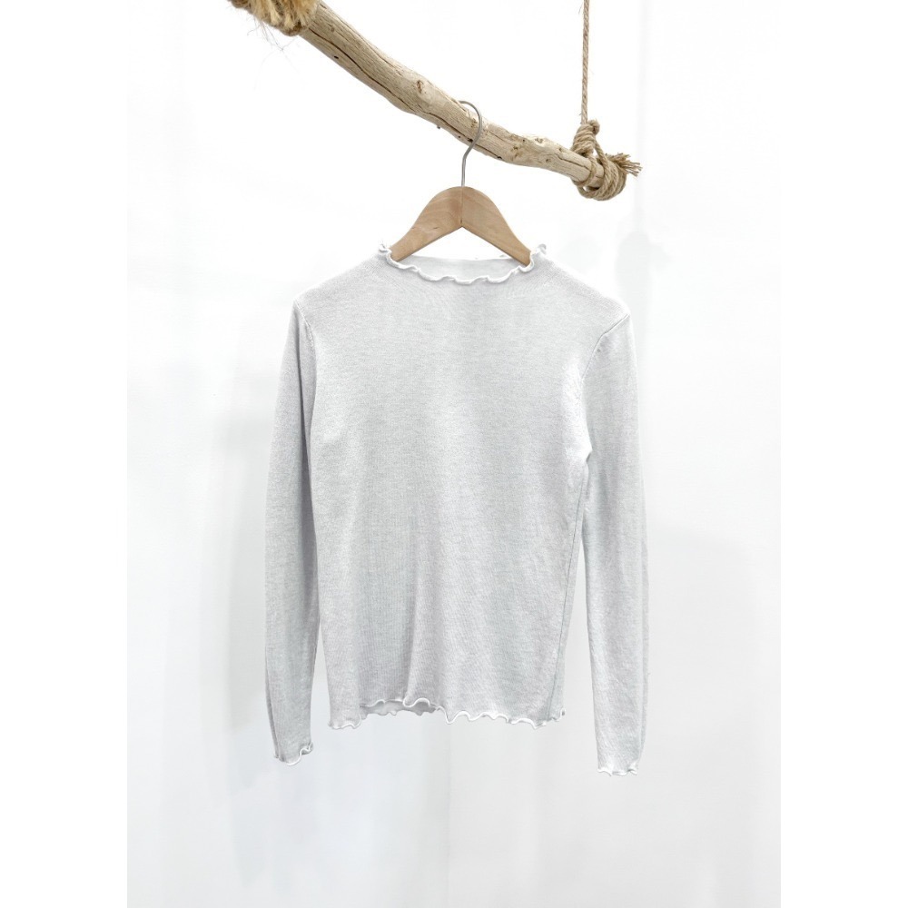 (A409)半高領木耳邊長袖針織上衣-9色-規格圖9