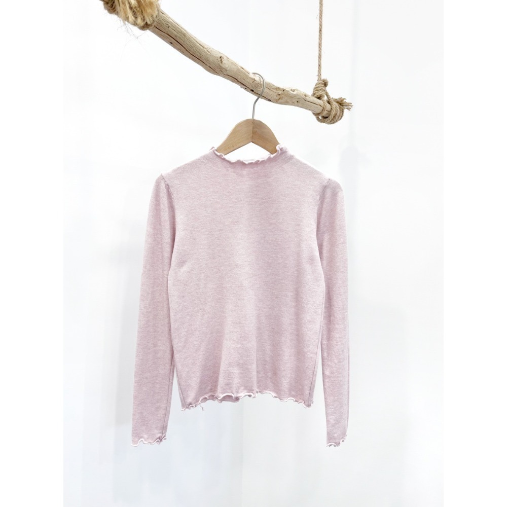 (A409)半高領木耳邊長袖針織上衣-9色-規格圖9