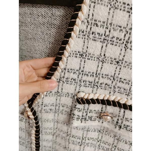 小香風針織背心 質感 全新 白-細節圖2