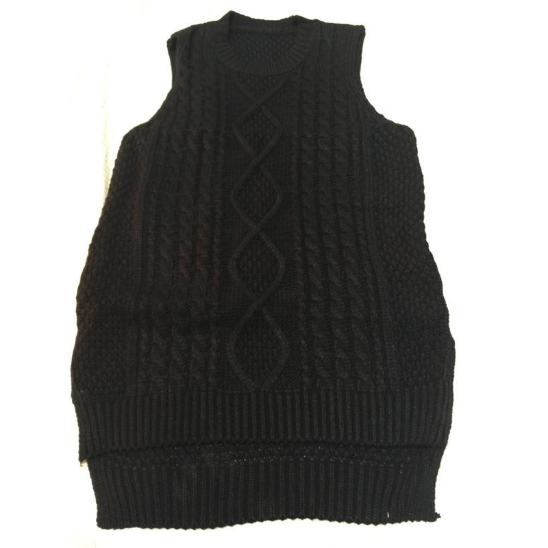 已售出 麻花圓領針織背心長版毛衣 剩綠-細節圖4